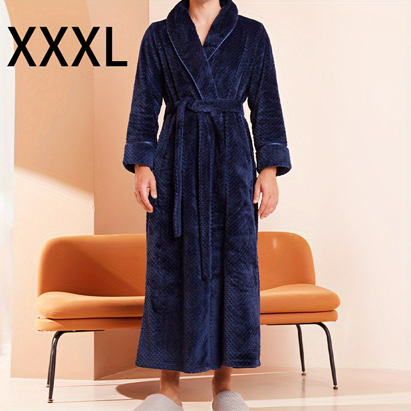 Thick, cozy couple's bathrobe with long sleeves for autumn and winter comfort.