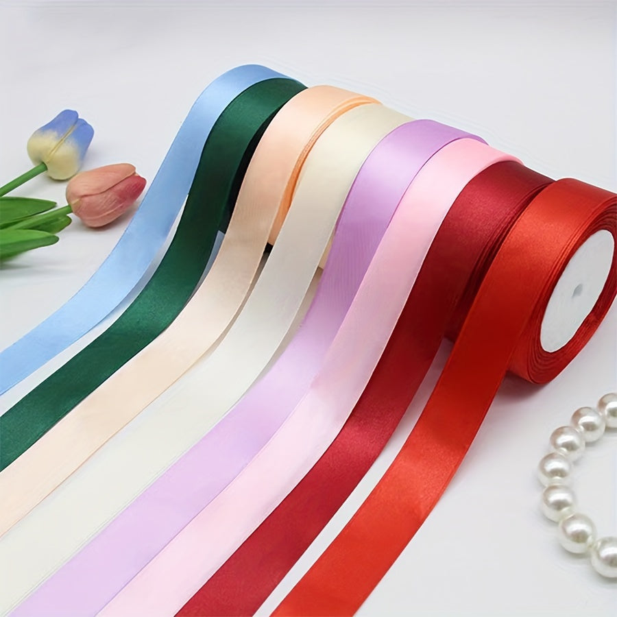 1 piece of 2.5cm wide, 25 yards long satin ribbon for gift wrapping, wedding decoration, car silk ribbon, baking, and webbing.