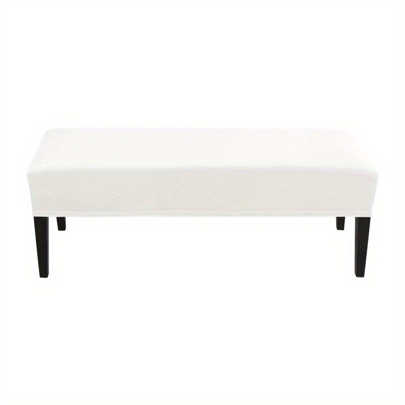 Washable and removable stretch bench cover protects seat from spills and stains in home, office, and hotel.