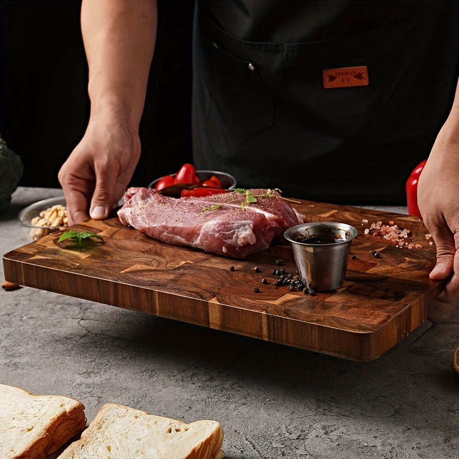 1 piece Acacia wooden cutting board - Perfect for chopping, slicing, and serving meats, cheeses, bread, vegetables, and fruits. Ideal for use in the home, dormitory, or kitchen. Makes a great gift for family members.