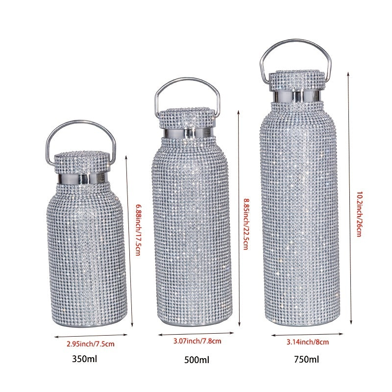 New 304 stainless steel water bottle in sizes of 350ml, 500ml, and 750ml, suitable for girls and adults to keep tea, coffee, or other beverages hot or cold.