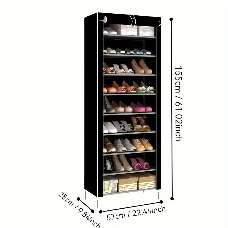 10-Tier Shoe Rack with Dustproof Cover - Space-Saving Design, High Storage Capacity, Perfect for Home, Dorms & Rental Properties, Multi-Layer Shoe Organizer