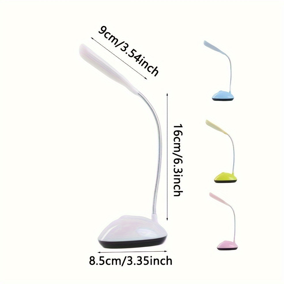 Kinpho Portable LED Desk Lamp is a foldable, eye-friendly mini table light with adjustable angle. It is battery operated (batteries not included) and ideal for students. Available in white