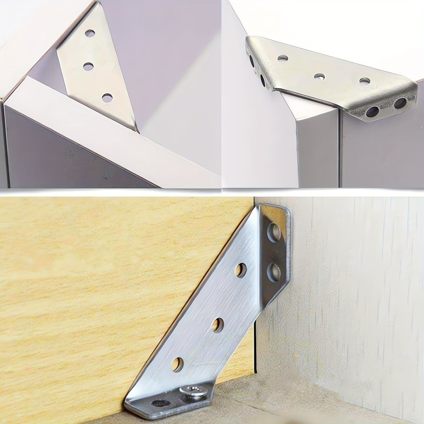 50pcs Heavy-Duty Stainless Steel Corner Brackets with Screws - 90° Angle Support, Scratch-Resistant, Easy Installation for Furniture & Wood Frames