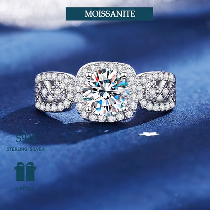 1 Karat Moissanite To'y Halqasi 925 Sterling Kumushda - Porloq Va'da Halqasi, Sovg'a Qutisi Bilan Birga