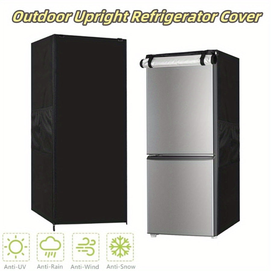 Protect your outdoor mini refrigerator with this durable black waterproof upright freezer cover. Made of durable polyester material, this cover is dust and sun-proof, ensuring your appliance stays in top condition. Featuring a zipper closure, this cover