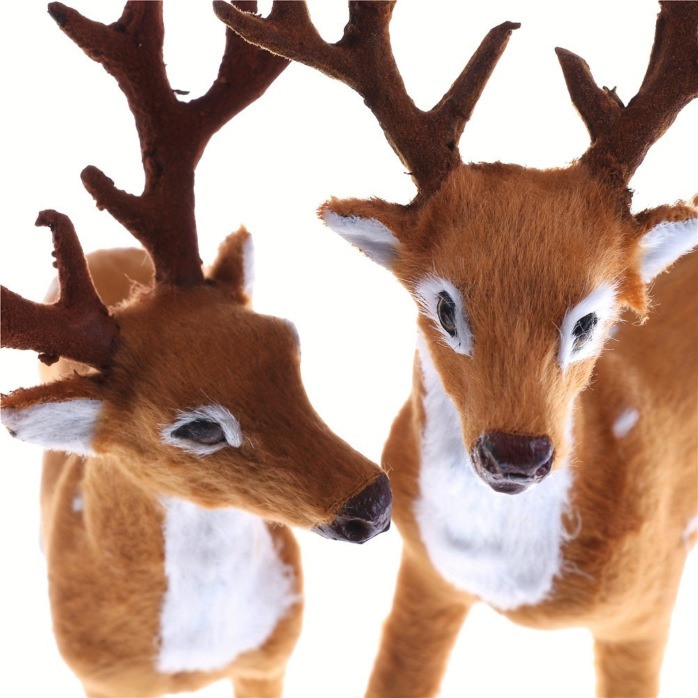 1 Festive Plush Reindeer for Christmas decoration, made of polyester and plastic, no power required. Perfect for home and kitchen holiday décor or as a New Year's ornament.