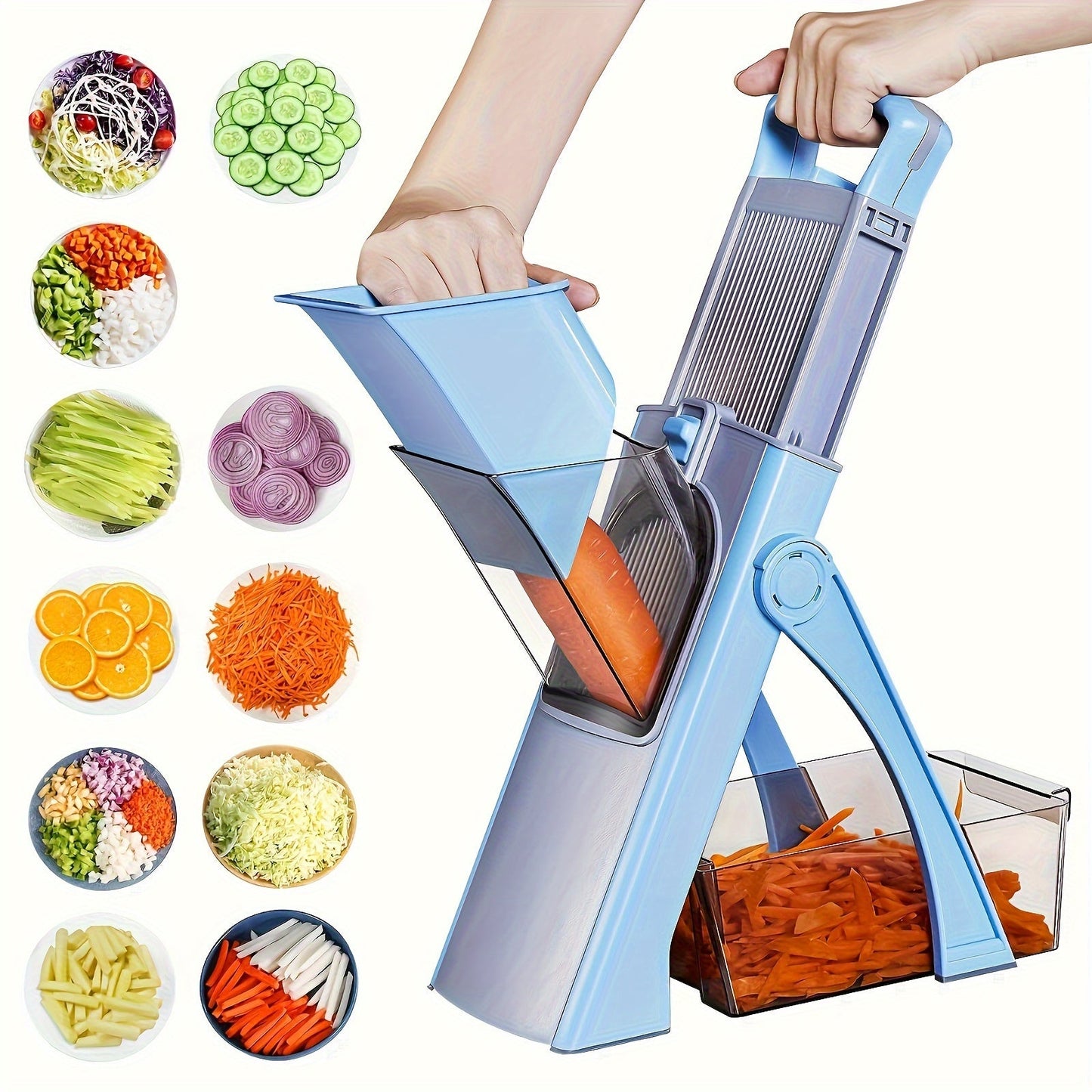 Multifunctional Manual Vegetable Chopper & Slicer - Convenient, Customizable Kitchen Tool with Suction Base for Effortless Dicing and Shredding