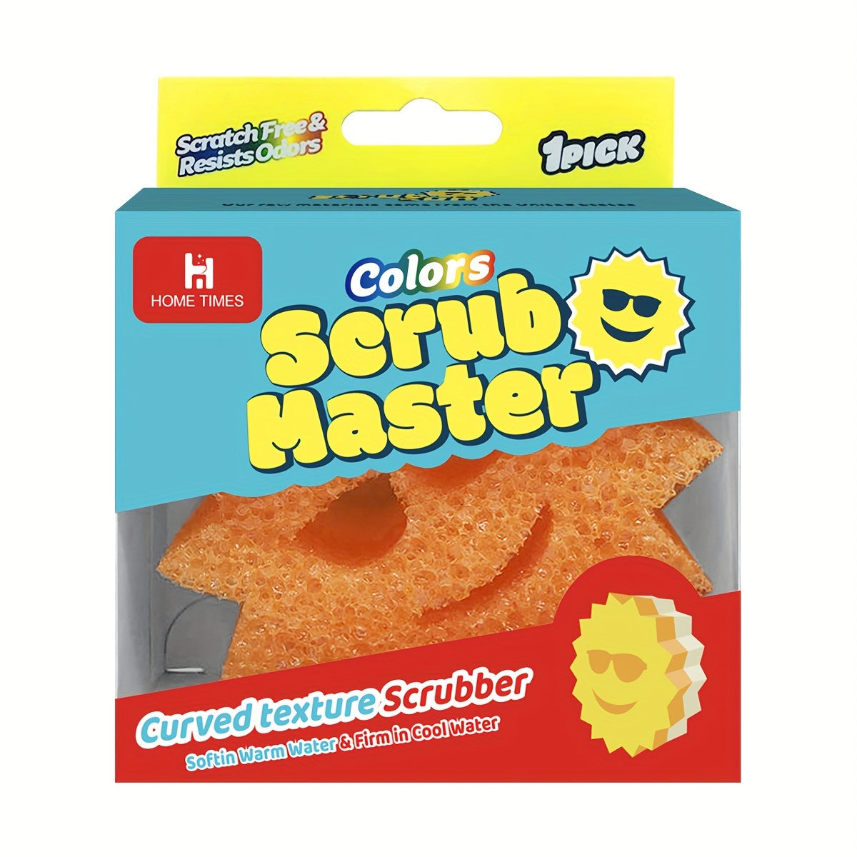 Get the ultimate cleaning tool with the 1 Pack Home Times Scrub Master Color Sponge. This BPA-free multipurpose dish sponge is scratch-free and made from polymer foam, making it stain and odor resistant. Perfect for cleaning in the kitchen, office desk