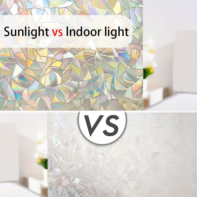 Decorate your bedroom or living room with this 1pc Rainbow Window Privacy Film. The 3D decorative window vinyl mimics stained glass, adding a unique touch to your home decor. The static cling makes installation easy and mess-free.