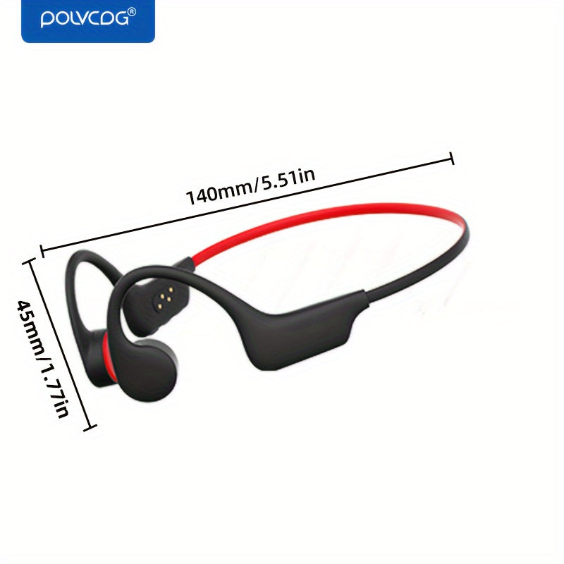 POLVCDG X6 Wireless Bone Conduction Headphones with IPX-8, 10H Battery, 32GB Memory, Lightweight design, Sound Isolation, Volume Control, and Condenser Mic. Suitable for Swimming, Cycling