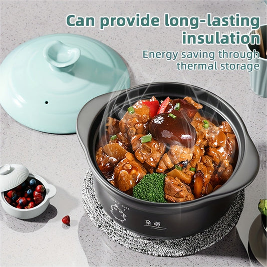 This ceramic stew pot with a matching lid and casserole dish is expertly crafted for high temperature and heat resistance, making it the ideal choice for domestic gas heating. Perfect for use in kitchens, at parties, or in the comfort of your own home.