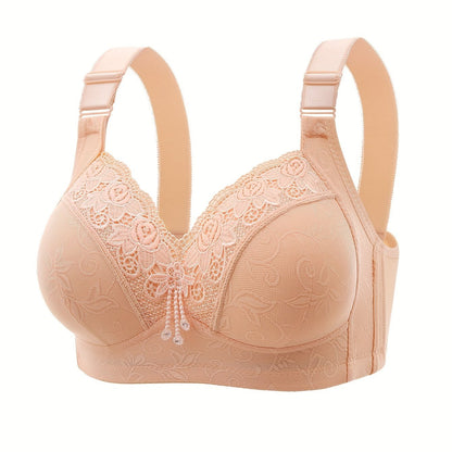 Stylish lace push-up bra with adjustable straps and floral detailing for all-day comfort and support.