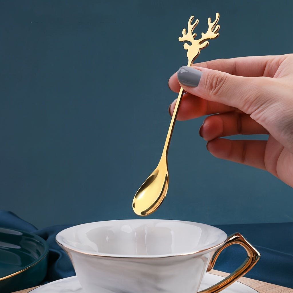 Reindeer Coffee Spoons - Add a festive touch to your Christmas mornings with these stainless steel utensils.