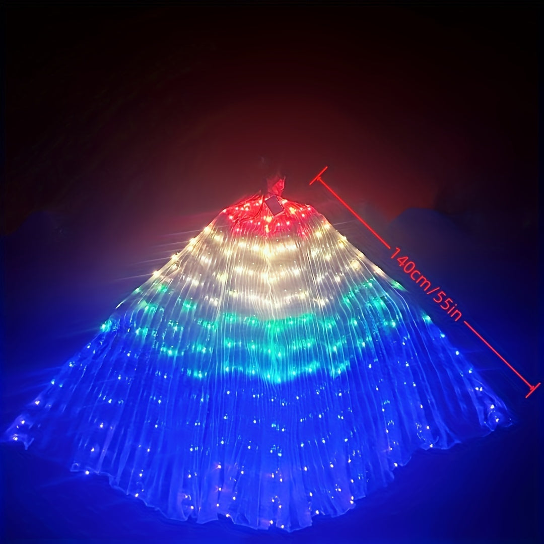 LED Butterfly Wings Light-Up Dance Props with Polyester Material for Belly Dance Performances, Batteries Not Included.