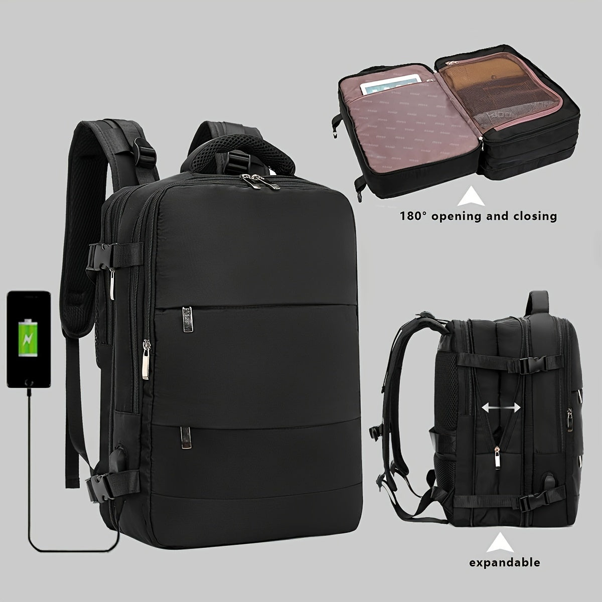 Expandable backpack approved for use as a laptop schoolbag and outdoor travel rucksack.