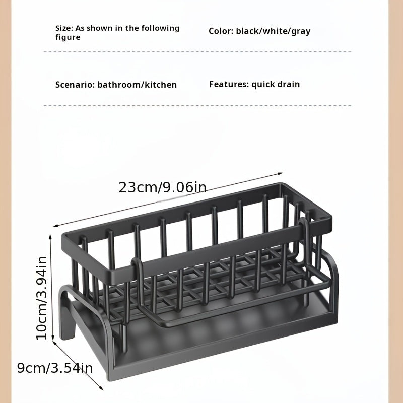 Our durable, multifunctional plastic kitchen sink storage box is designed to efficiently store household cleaning tools, with a built-in dishcloth holder and sponge drain. No power is required for this convenient storage rack, suitable for organizing