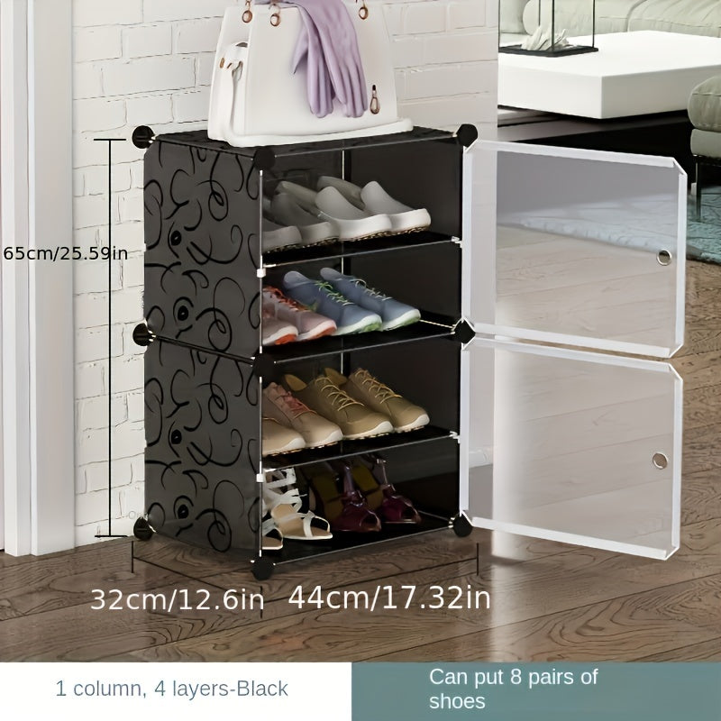 Shoe Storage Organizer with 8 Tiers and Dustproof Cover - Simple to Assemble, See-through Design for Organizing Shoes in Bedroom or Entryway, Ideal for Indoor Storage