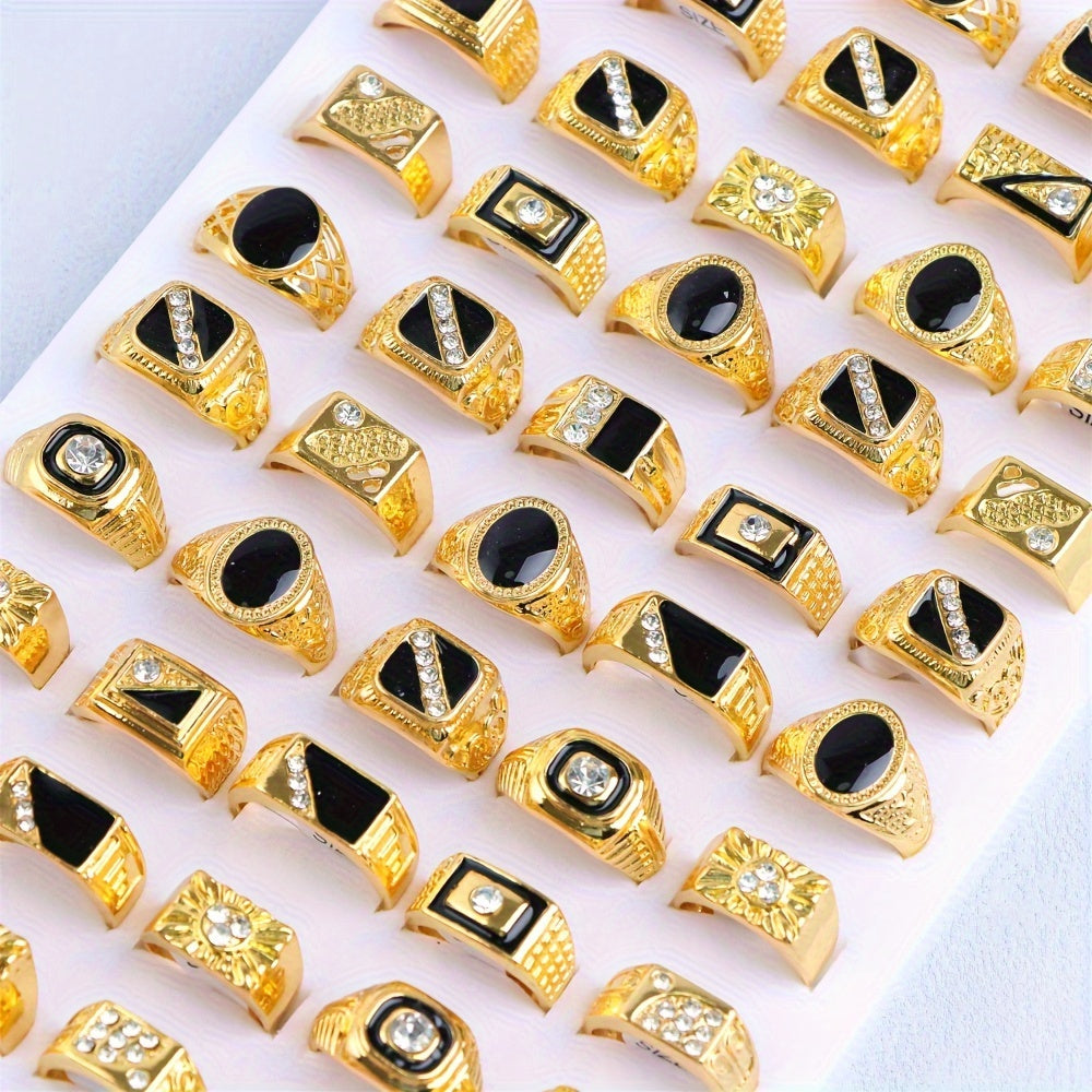 A stylish set of 10 black geometric drip rhinestone rings, suitable for both men and women. Ideal for everyday wear or adding a touch of glam to your party outfit.