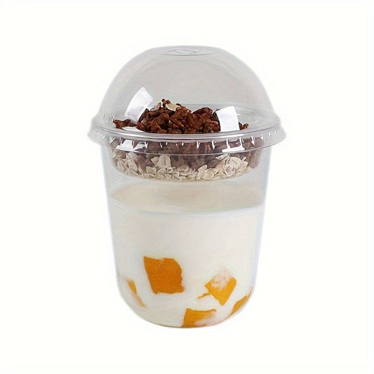 50 ta 9/12oz plastik stakanlar to'plami, qopqoq bilan - shirinliklar, yogurt, tortlar, ichimliklar uchun mukammal - uy, oshxona, bayramlar, restoranlar, lagerlar, pikniklar uchun shaffof bir martalik stakanlar - zarur oshxona ta'minotlari