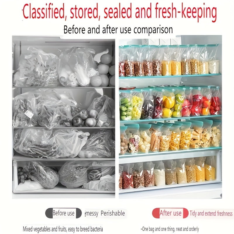 This set includes 45 durable plastic storage bags with zippers, perfect for organizing food in the refrigerator and freezer. The transparent design makes it easy to see what's inside, and they are ideal for storing grains, nuts, tea, pasta, and more.