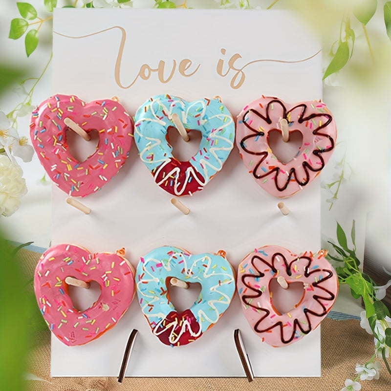 Wooden Donut Wall Stand - Perfect for Wedding Anniversaries, Birthdays, and Home Decor - Includes Dessert Shelf and Doughnut Storage Rack