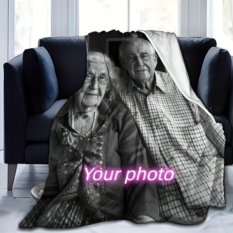 Personalized Blanket with Custom Photo and Text - Perfect Gift for Family, Friends, Parents, and Special Occasions like Christmas, Halloween, Birthdays, and Weddings.