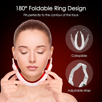 Electric V-Face Beauty Device with adjustable intensity levels, LCD display, and USB rechargeable 400mAh lithium battery for facial skin care and massage.