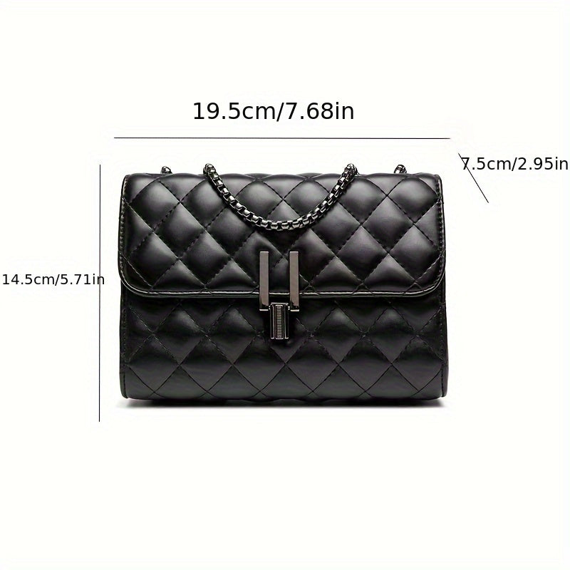 Stylish black crossbody bag with chain strap - trendy faux leather purse for women.