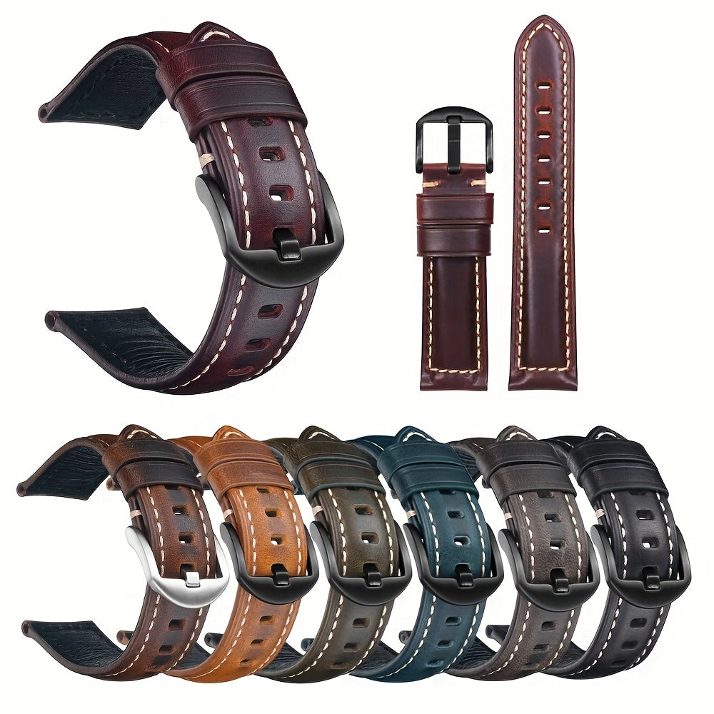 1 piece of Genuine Leather Cowhide Watch Strap, Waterproof and suitable for FT12/Apple Watch/Samsung. Perfect gift choice.