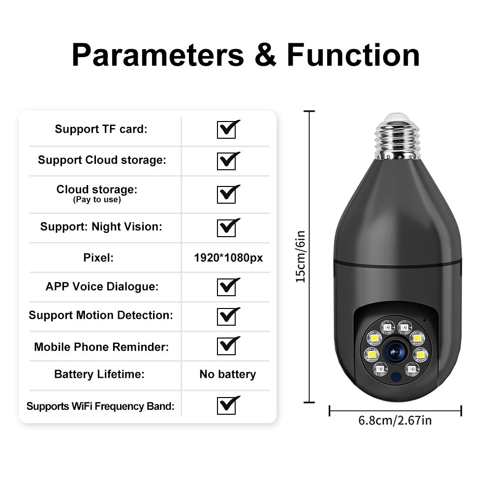 Home surveillance system that is compatible with smartphones and Wi-Fi enabled, featuring a 1080P HD WiFi security camera with night vision, 355° pan-tilt capability, two-way audio, and 2MP resolution. This camera is USB powered and does not require