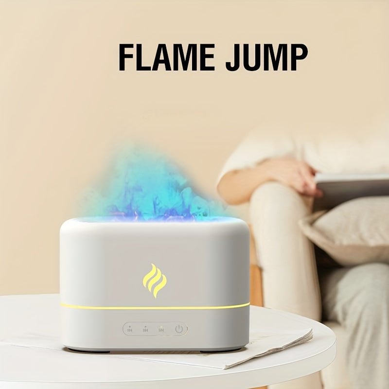 Flame Simulation Ultrasonic Humidifier with Aromatherapy and Lighting - USB Powered Essential Oil Diffuser for Bedroom and Travel