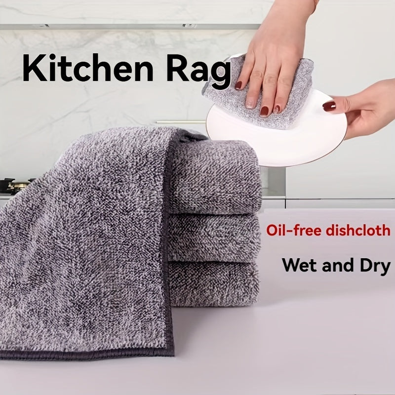 Bamboo charcoal towels for household cleaning and drying hands come in sets of 3 or 6, made with thick absorbent ultra-fine fiber.