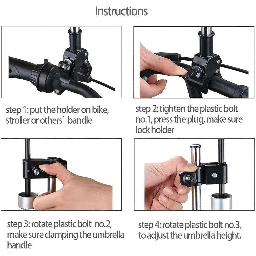 Get the 1pc Adjustable Umbrella Mount Holder - No tools required to easily attach it to wheelchairs, walkers, rollators, bikes, prams, strollers. Perfect for Christmas, Halloween, Thanksgiving, or Easter gift.