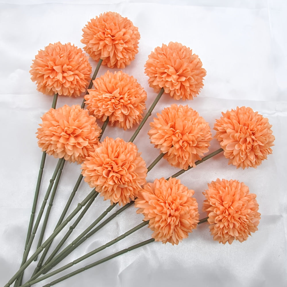 5 Glorious Chrysanthemum Ball Flower Bouquet - Ideal for Home, Office, Parties, and Weddings - Artificial Flowers for Special Occasions