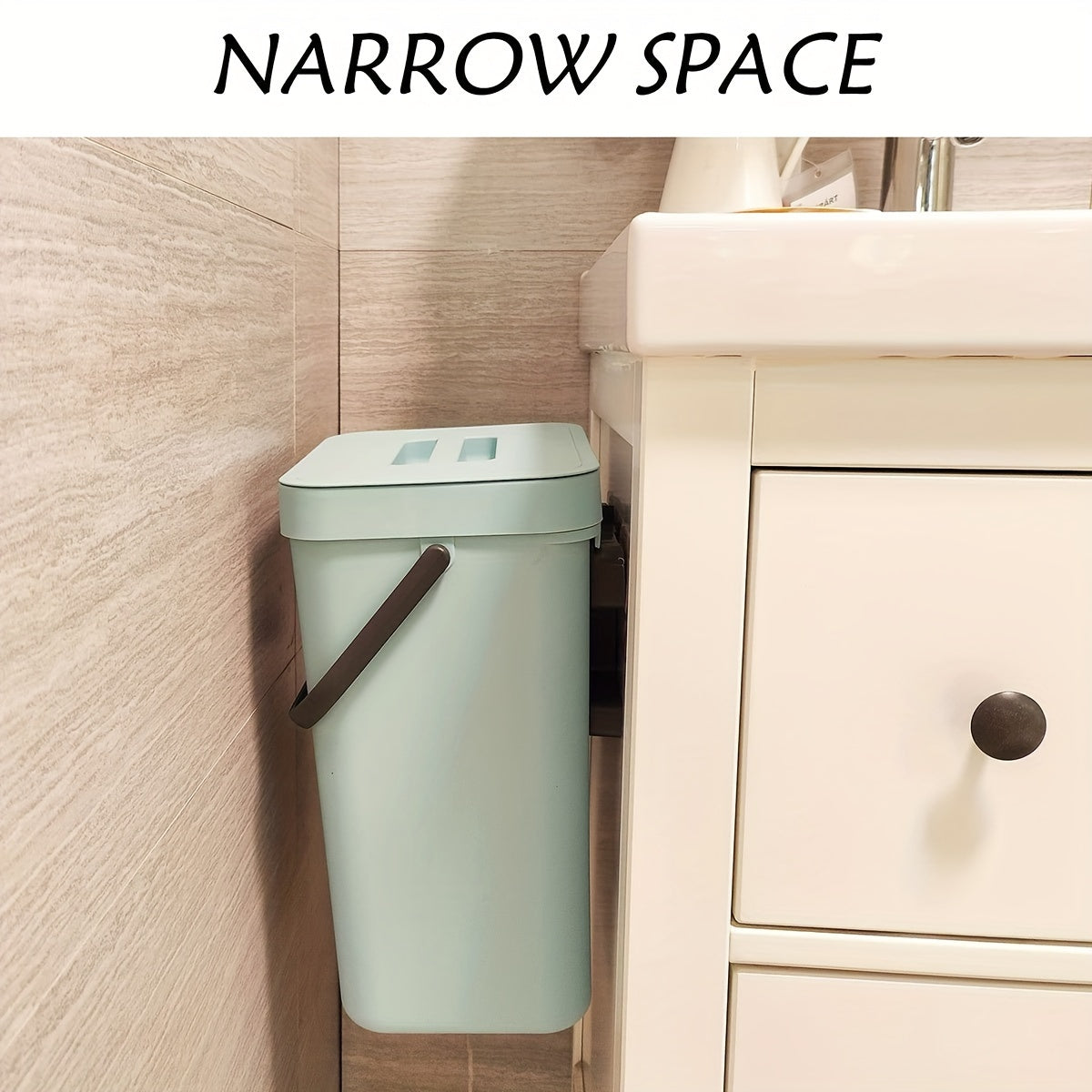 1-piece 12L Trash Can with Lid for kitchen compost, under sink garbage storage. Plastic bin for home and office accessories, storage, and decor.