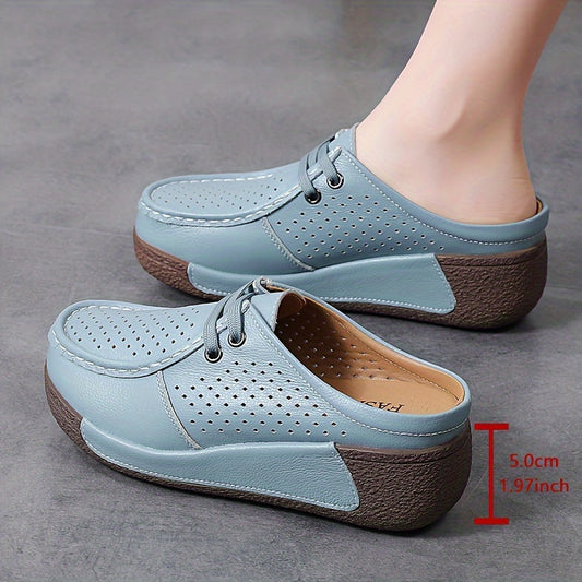 Casual mules for women with soft sole, hollow out design, and breathable wedge perfect for daily wear.