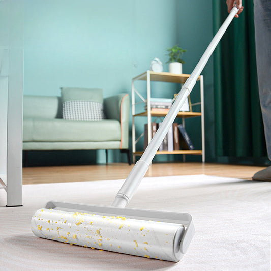 One piece EasyClean Lint Roller with Long Handle - Battery-free, Sticky Dust Remover for Various Household Areas - Perfect for Floors and Surfaces, Removes Hair and Dust from Living Room, Bedroom, Clothes, Kitchen, and Bathroom.