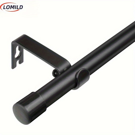 Lomild Heavy-Duty Metal Curtain Rod Set - Adjustable Length for Small Windows - Modern Minimalist Style - Wall Mount Installation - Ideal for Various Curtain Types - 1PC