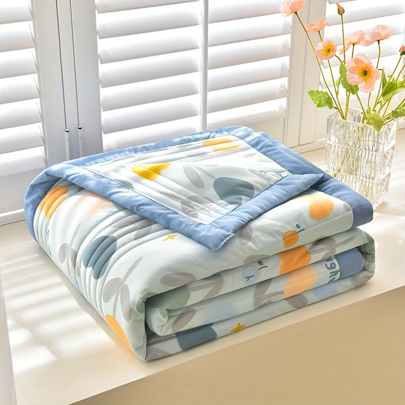 Stay cool and comfortable all summer long with this lightweight blanket featuring a cute cartoon floral design. Made from breathable and skin-friendly polyester, this machine washable blanket is perfect for any season. Add a cozy touch to your bedroom