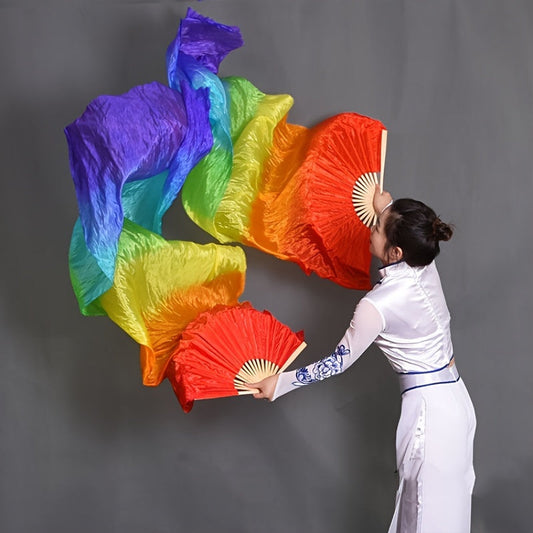 Large Rainbow Folding Fan - Elegant Princess Theme, Colorful Handheld Accessory perfect for Festivals and Parties