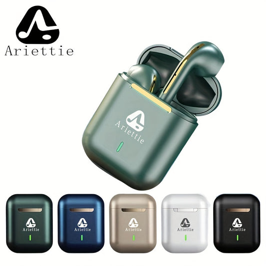 Ariettie J18 TWS Wireless Earbuds: Water-resistant, Active Noise Cancelling, Touch Control, Type-C Jack, Ideal for Gaming, Rechargeable 300mAh Battery, Dynamic Mic, Open-back Earcup Design.