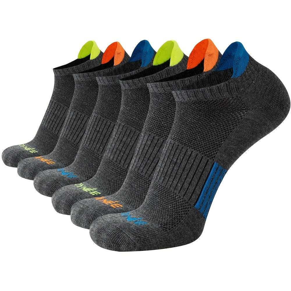 6 pairs of men's no show socks for spring and summer, perfect for outdoor fitness and running.