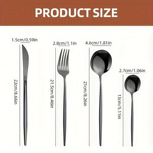 Premium 24-piece stainless steel flatware set with high-temperature resistance, rust-proof, elegant golden finish, and durable cutlery for various occasions.