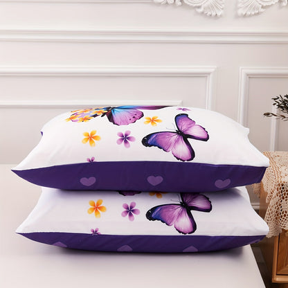 Set of 3 Duvet Cover, Fashionable Butterfly Double Print Bedding Set, Cozy and Soft Duvet Cover, Ideal for Bedroom or Guest Room (Includes: 1 Duvet Cover, 2 Pillowcases, Core not included)