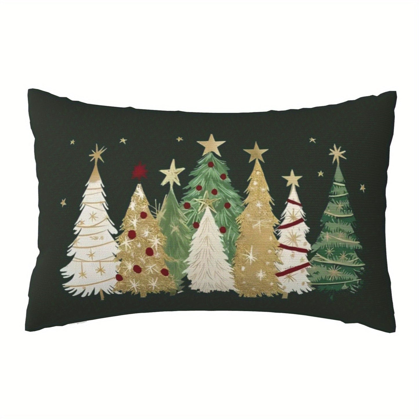 Get 2 Christmas Tree Pillow Covers (1pc), each measuring 50*30cm. These covers are made of green polyester in a contemporary style with a zipper closure. They are machine washable and perfect for decorating your living room or bedroom sofa cushions.