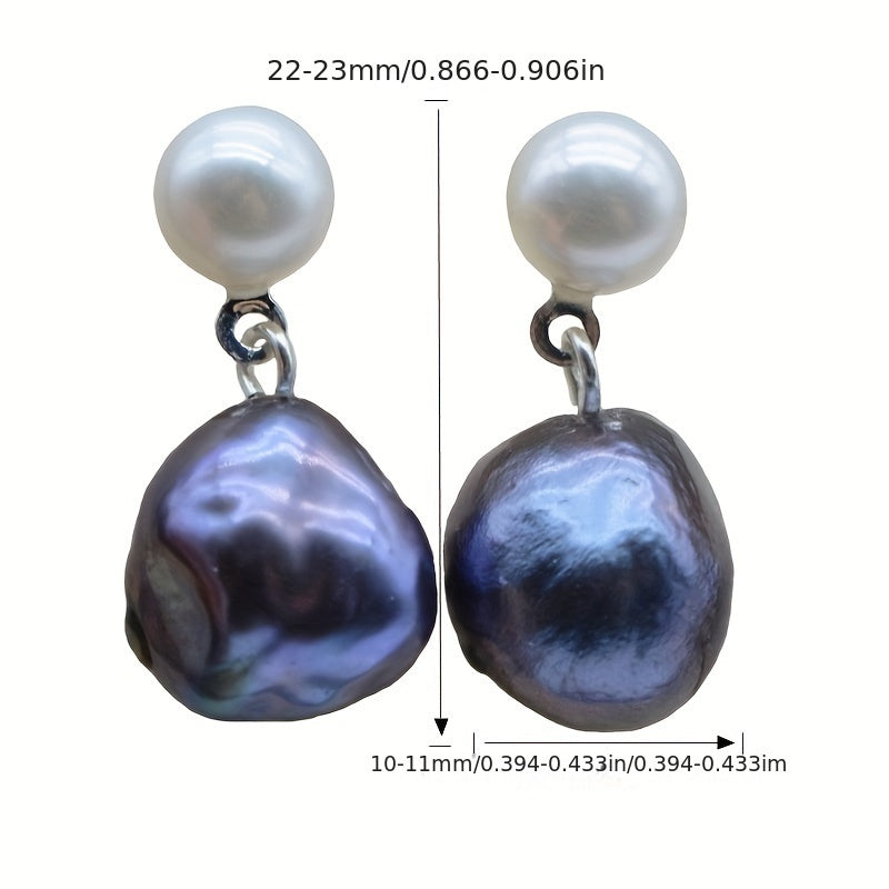 Simple yet elegant, these 1 Pair of Saudade Freshwater Baroque Black Pearl Drop Earrings are made with 925 Sterling Silver Plating. These June Birthstone Studs are perfect for women who appreciate fashion jewelry. They are great for daily wear and make