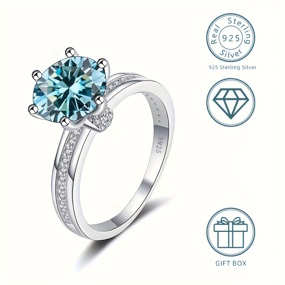 [Top Pick] Gems Lady Elegant 3.0 Carat Moissanite Engagement Ring - 925 Sterling Silver with Dazzling Accents, Ideal for Weddings & Special Promises, Comes in a Gift Box, 9mm, Exquisite Jewelry