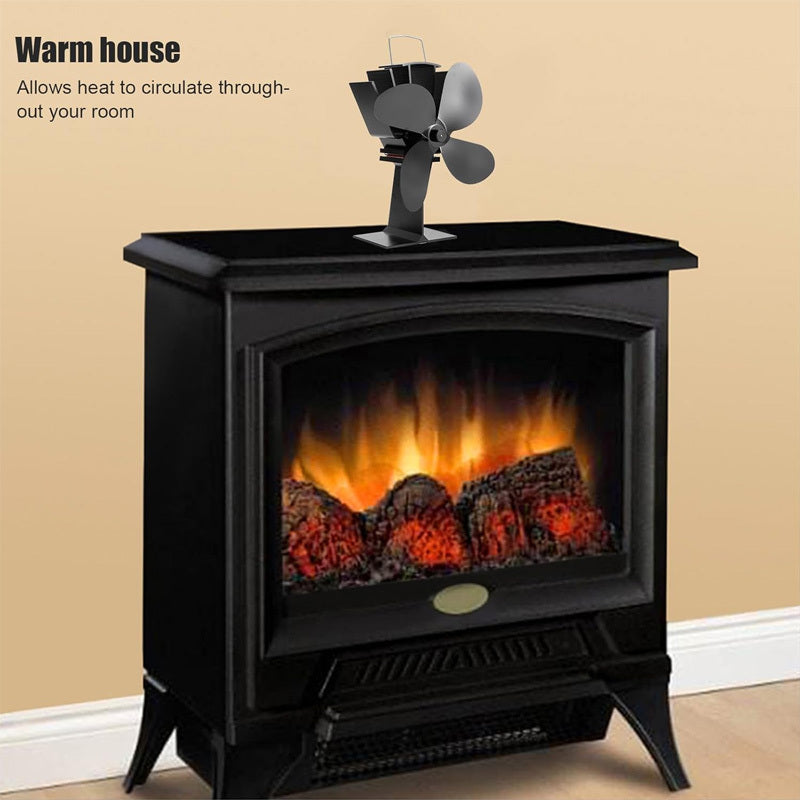 Efficiently heat your space with the 4-Blade Quiet Wood Stove Fan. This portable fireplace and log burner accessory is heat powered and ensures a cozy atmosphere.