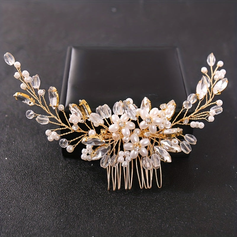 Beautiful Pearl Wedding Comb, Bridal Headdress, Hair Accessory, White Bridal Headpiece, Elegant Bridal Hair Comb